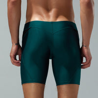 New Fashion Men's Low Waist Long Boxer Swimming Trunks