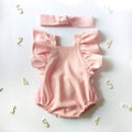 Newborn Cotton And Linen Romper Solid Color