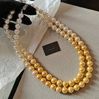 S925 Sterling Silver Clasp Necklace With Australian White Tea inspired Golden Gradient Pearls