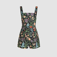 Women's Plant Print Button Strap Jumpsuit