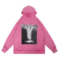 Abstract Printing Loose Hooded Sweater Men