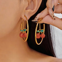 Creative Design Strawberry And Cherry Heart Earrings