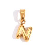 Minimalist Temperament Stainless Steel Plated 18K Gold Mini Bubble Letter Pendant