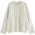 Round Neck Loose Pullover Idle Style Outerwear Cable-knit Sweater Women