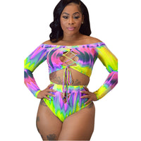 Gradient Lace-up Bikini Swimsuit Split European And American