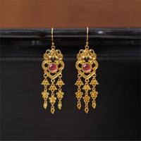 Bat Tassel Earring Girl New Chinese Blue And White Carving