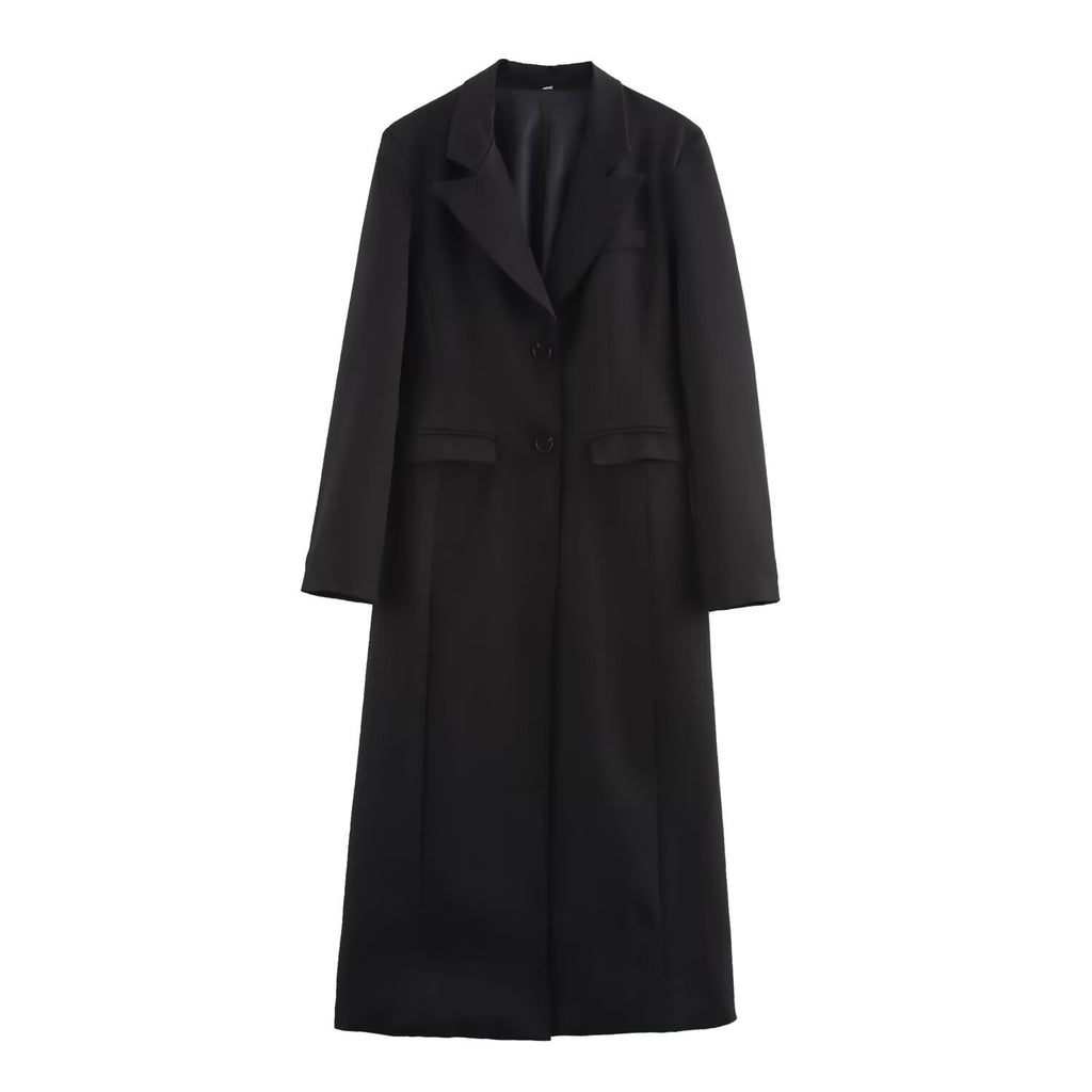 Elegant Slim Lapel Long-sleeved Overcoat Jacket