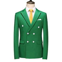 Men's Slim-fit Solid Color Double-row Two-button Suit