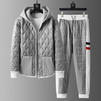 Winter Hooded Cardigan And Padded Cotton Jacket TwoPiece Set