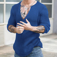 Men's Casual Autumn And Winter Deep V-neck Slim-fit Long Sleeve Solid Color Knitted Bottoming Shirt