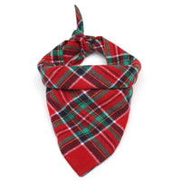 Christmas Double Cotton Plaid Pet Triangle Scarf Warm Cat And Dog Saliva Towel Bib