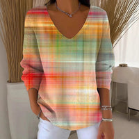 V-neck Long-sleeved Sweater Autumn And Winter 3D Printing Fashion Women's Wear