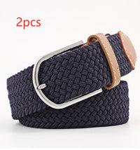 Women's Canvas Belt Student Pants Casual Stretch Braided Needle Buckle
