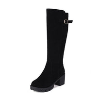 Womens Plus-Size Chunky Heel High-Top Boots For FallWinter
