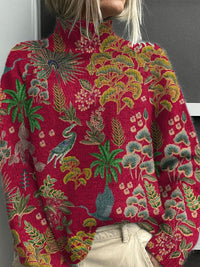 Women's 3D Digital Printing Fresh Cloak Coat Sweater Pullover