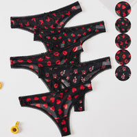 Womens Thong Seamless Breathable Mesh Printed Sexy Underwear