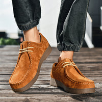 Outdoor Versatility For Traveling Suede British Style Leather Sneakers