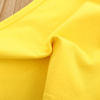 Non-hooded Letters Cotton Pullover Yellow Suit