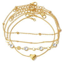 Personality Retro Love Butterfly Pearl Chain Multi-layer Anklet Set Of Ornaments