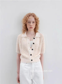 Exotic Rib-knit Cuff Casual Fashion Style Slim-fit Knitted Cardigan Top