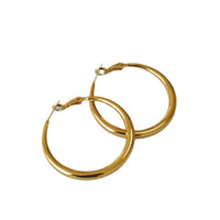 Hong Kong-style Round Hoop Earrings Plain Circle Design 925 Silver Studs Elegant And Chic