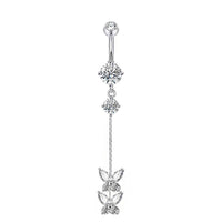 Butterfly Heart Zircon Minimalist Navel Piercing Jewelry