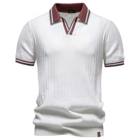 New Mens Business-casual Contrast-color Polo Shirt With Short Sleeves