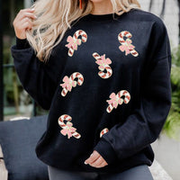 Women's Christmas Candy Sequins Loose-fitting Casual Sweatshirt