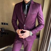 Mens Casual British-Style Slim-Fit Suit Set