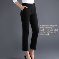 Women's Professional AutumnWinter Thick Fleece High-Waisted Straight Pants