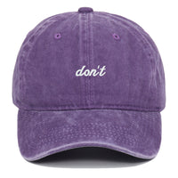 Letter Don't Embroidered Washed Old Soft Top Baseball Cap