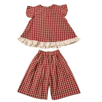 Girls' Summer Plaid Two-piece Set
