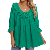 Womens Casual Crew-neck Layered Shirt