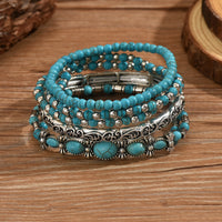 Beaded Bow Bracelet Set Vintage Turquoise Bracelet 5-Piece Set