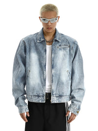 Men's Gradient Washed Zipper American Retro Jacket