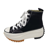 Large Size Women's High-top Canvas Shoes New Korean Style Sports Casual Shoes Versatile Platform Round Toe White Shoes