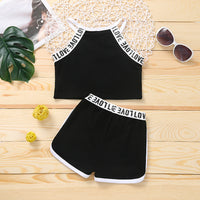 Children's Baby Girls' Summer Thin Sports Sling Suit Pure Cotton Comfortable Casual Shorts Two-piece Suit