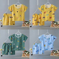 Children's Short-sleeved Shorts Cotton Silk Summer Suit