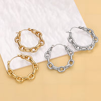 Euro-American Instagram-style Stainless Steel Chain-link C-shaped Earrings