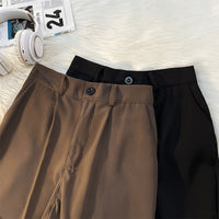 Korean Style Solid Color Simple Cropped Trousers