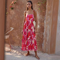 Printed A-line Long Casual Swing Dress For Women
