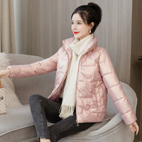 Womens Short StandUp Collar Padded Down Jacket With Cotton Padding