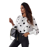 Autumn Top Round Neck Polka Dot Long Sleeve Shirt Printed