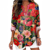 Women's 3D Digital Printing Fashion Round Neck Loose Shirt