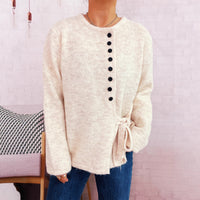 Elegant Commuter Single-breasted Strap Knitwear Slim Fit Sweater