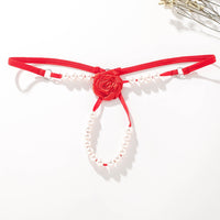 European And American Sexy Pearl Massage T-string Rose Thong