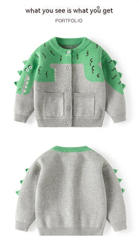 Little Dinosaur Knitted Boys' Cardigan Sweater