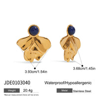 Stainless Steel Lapis Lazuli Irregular Fan-Shaped Earrings