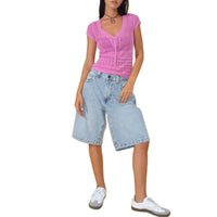 European And American Denim Shorts Bullet-free Fitted Figure Flattering Women's Pants