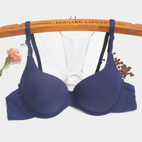 Women's Thin Push Up Adjustable Simple Solid Color Bra With Steel Ring
